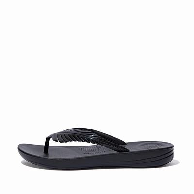 Fitflop Iqushion Feather Flip Flops Dame, Svart 768-Q40